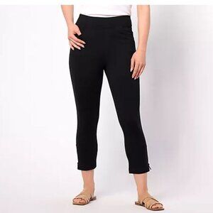 Belle by Kim Gravel Regular Coastal Crop Perfect Ponte Pant SIze 14 Black